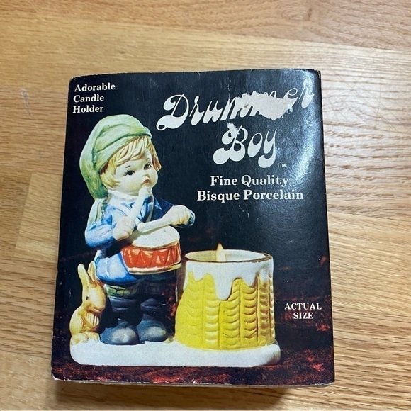 Vintage Drummer Boy Candle Holder Bisque Porcelain Jasco Taiwan Christmas - Picture 2 of 5